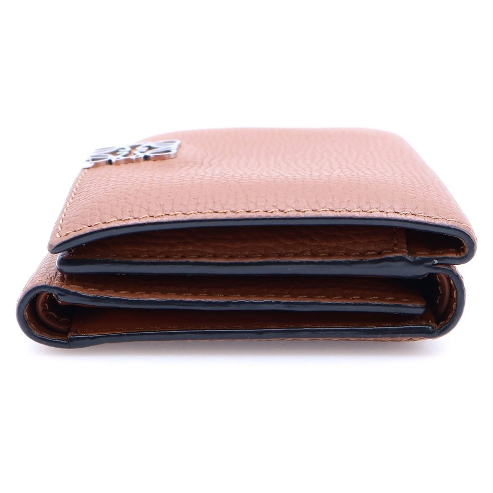 LOEWE(ロエベ) トライフォールド アナグラム ウォレット コンパクトウォレット 三つ折り財布 コインケース ブラウン レザー C821TR2X02 シルバー金具