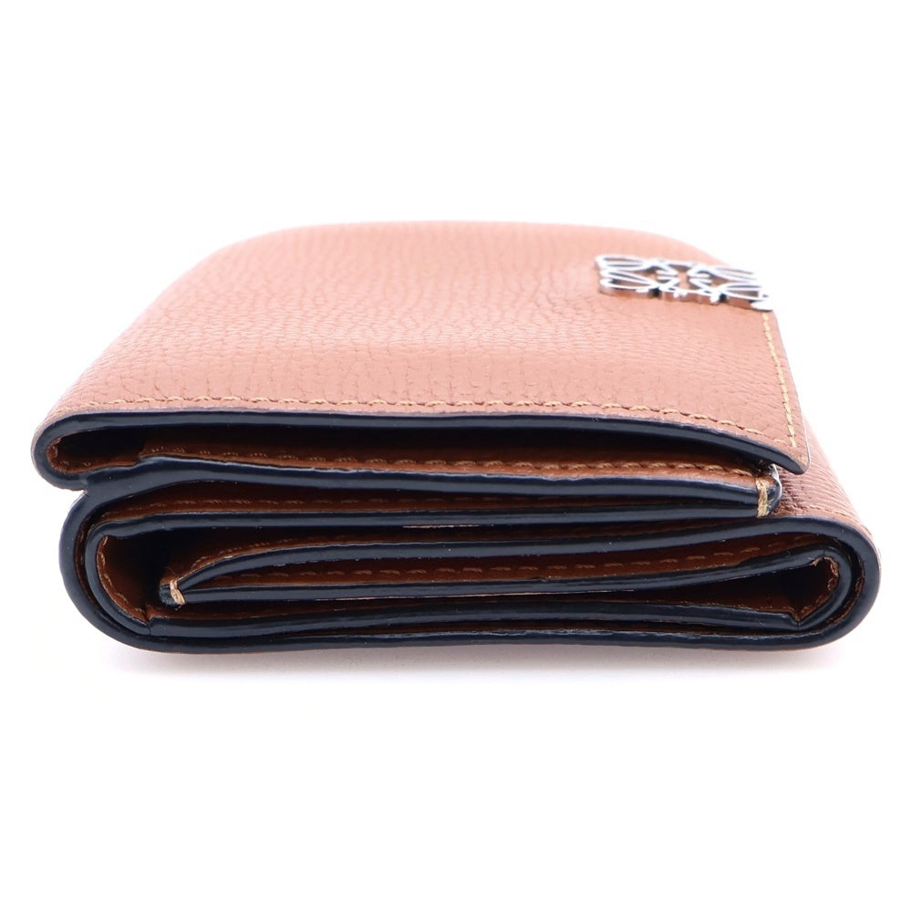 LOEWE(ロエベ) トライフォールド アナグラム ウォレット コンパクトウォレット 三つ折り財布 コインケース ブラウン レザー C821TR2X02 シルバー金具