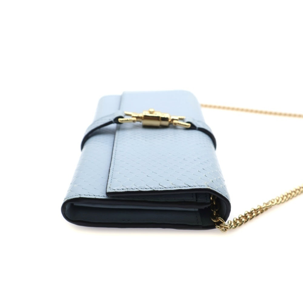 GUCCI(グッチ) チェーンウォレット ショルダーバッグ パイソン ライトブルー 652681 レディース