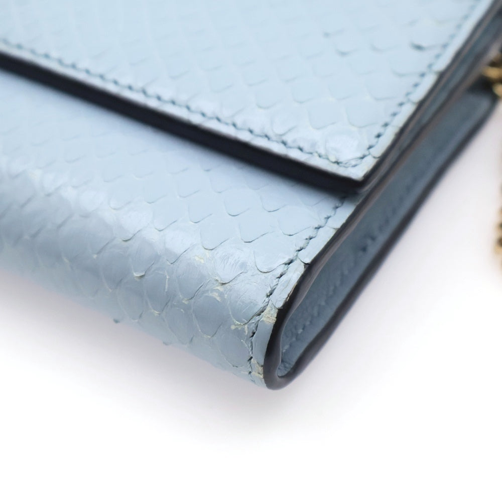 GUCCI(グッチ) チェーンウォレット ショルダーバッグ パイソン ライトブルー 652681 レディース