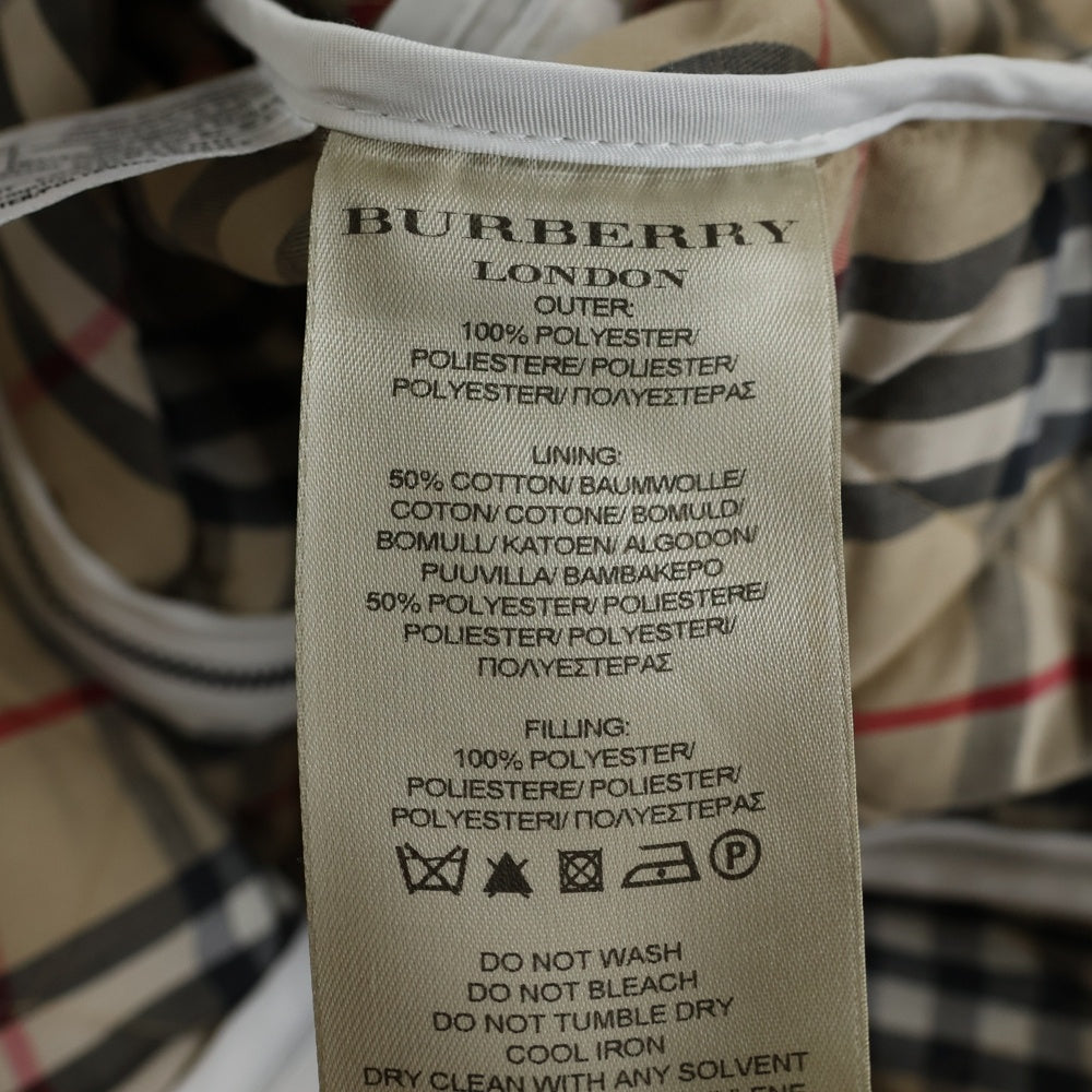 BURBERRY(バーバリー) 裏地ノバチェック総柄 コットン キルティング 中綿 ジップアップ ジャケット ホワイト