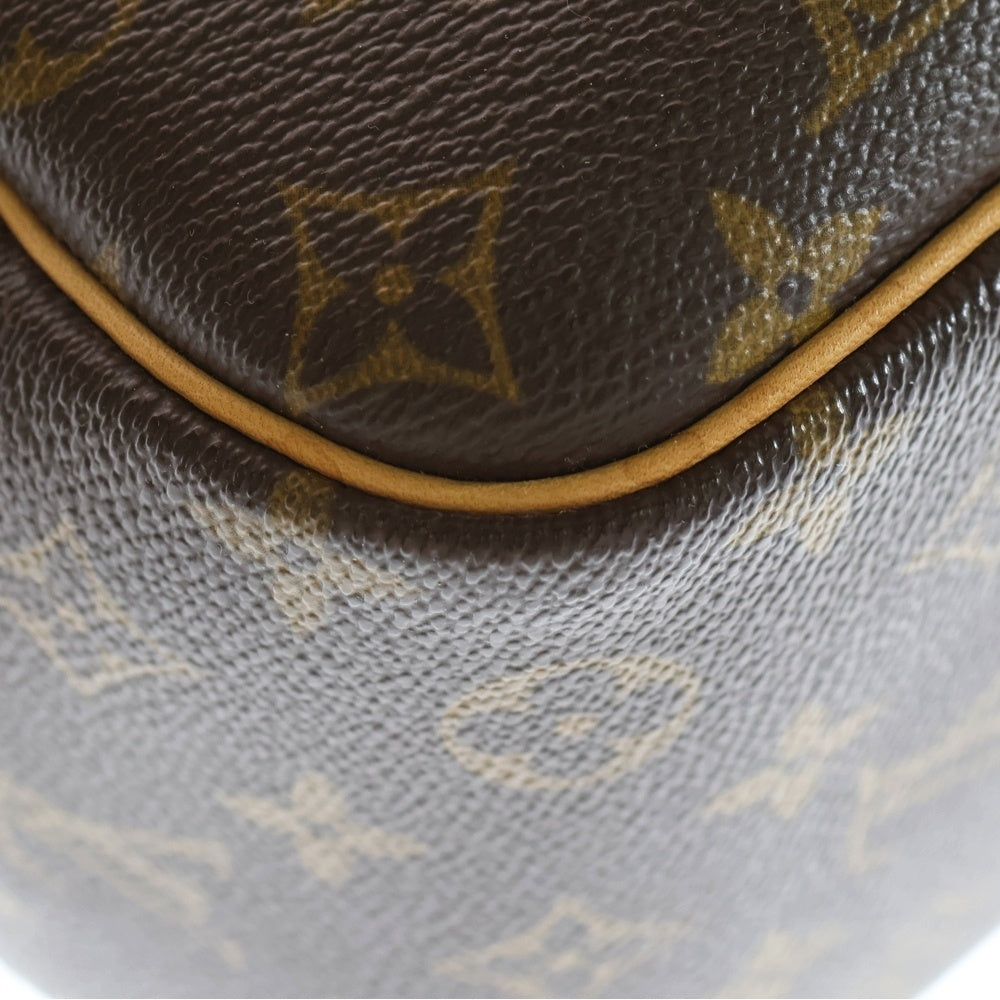 LOUIS VUITTON(ルイヴィトン) モノグラム ドーヴィル ハンドバッグ ブラウン レザー×PVC M47270 ゴールド金具 レディース