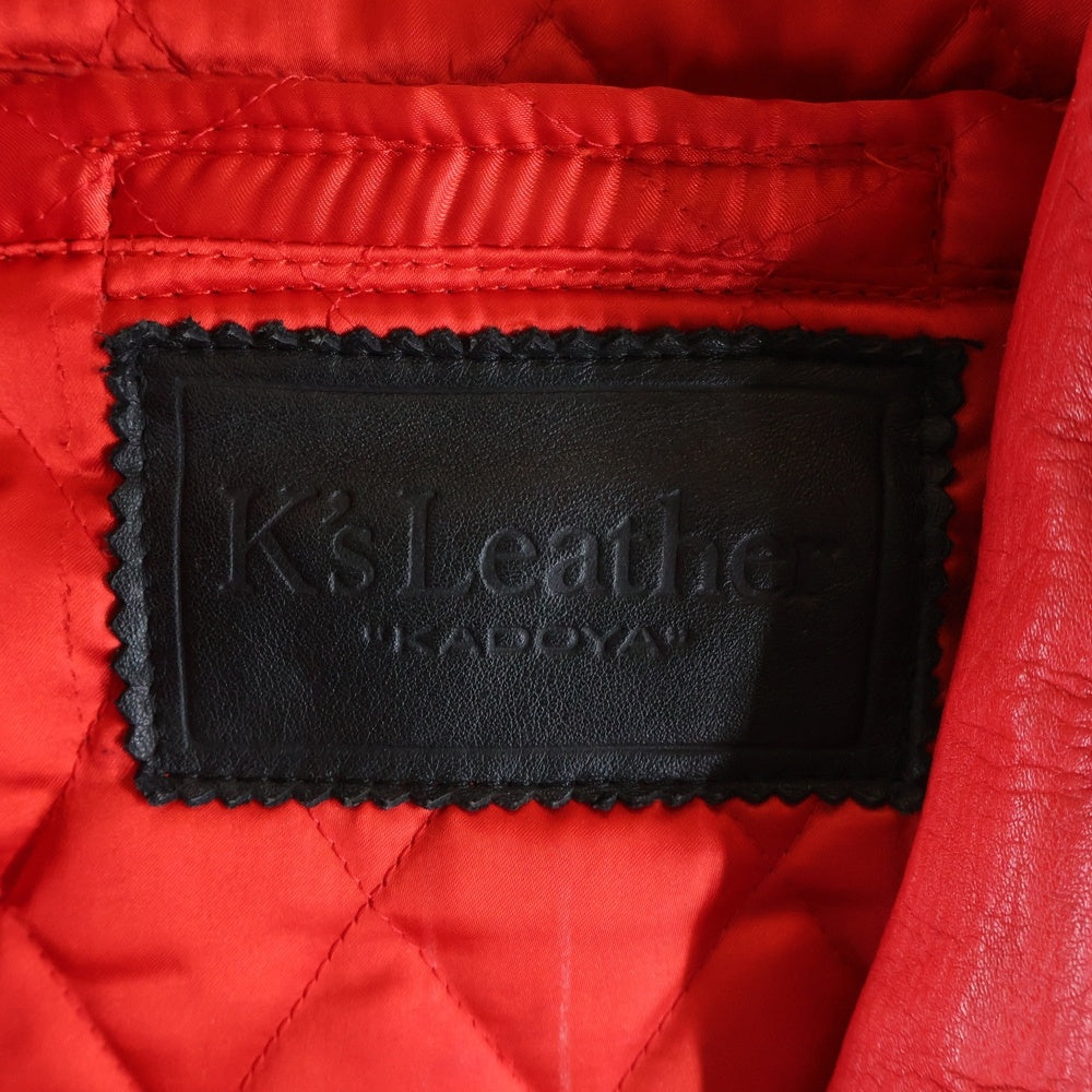 KADOYA(カドヤ) Ks LEATHER CYBER JAC HEAD FACTORY バックカプセルパッチレザージャケット レッド KFEX-9618 レディース