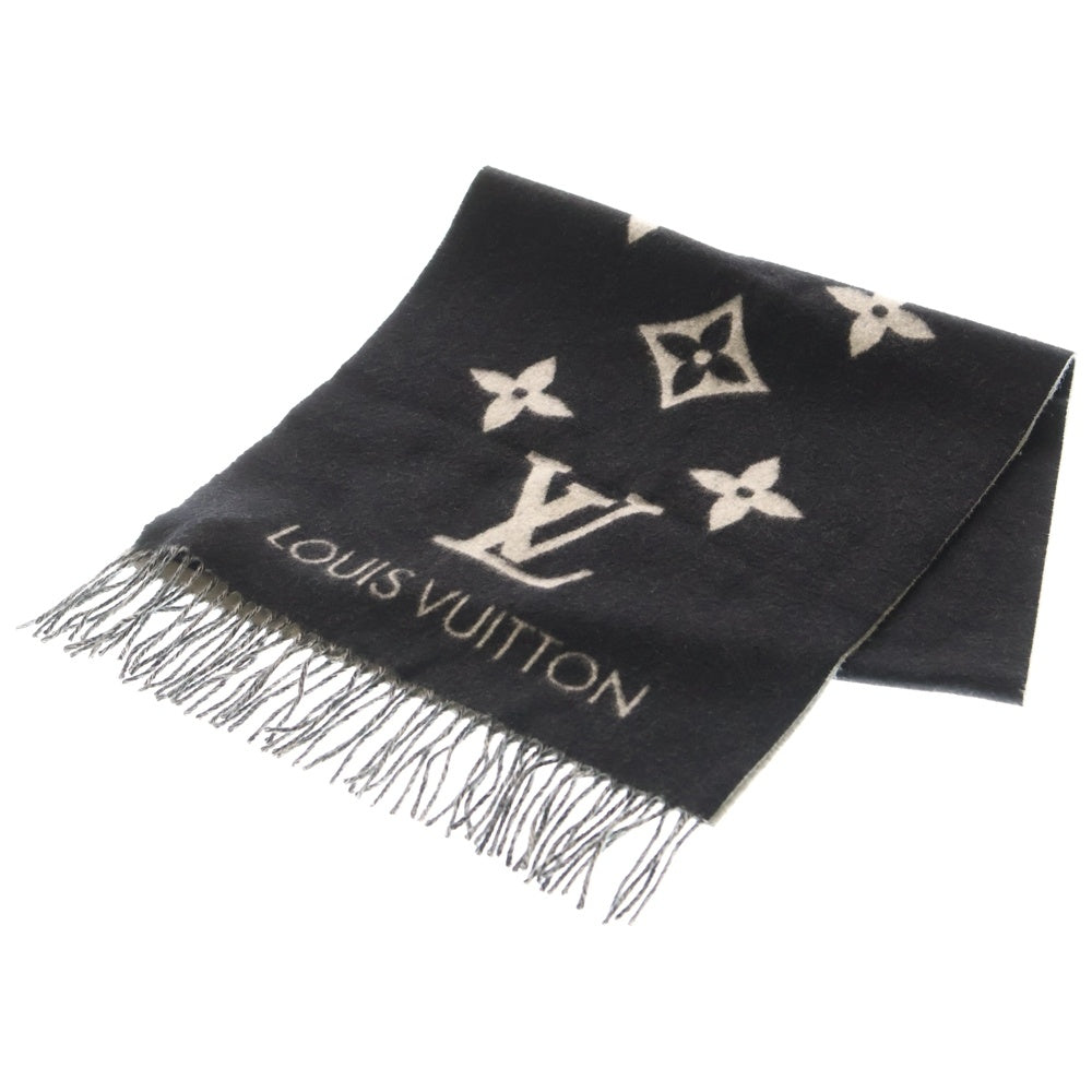 LOUIS VUITTON(ルイヴィトン) エシャルプ レイキャビック モノグラムカシミアフリンジマフラー ブラック M71040 レディース