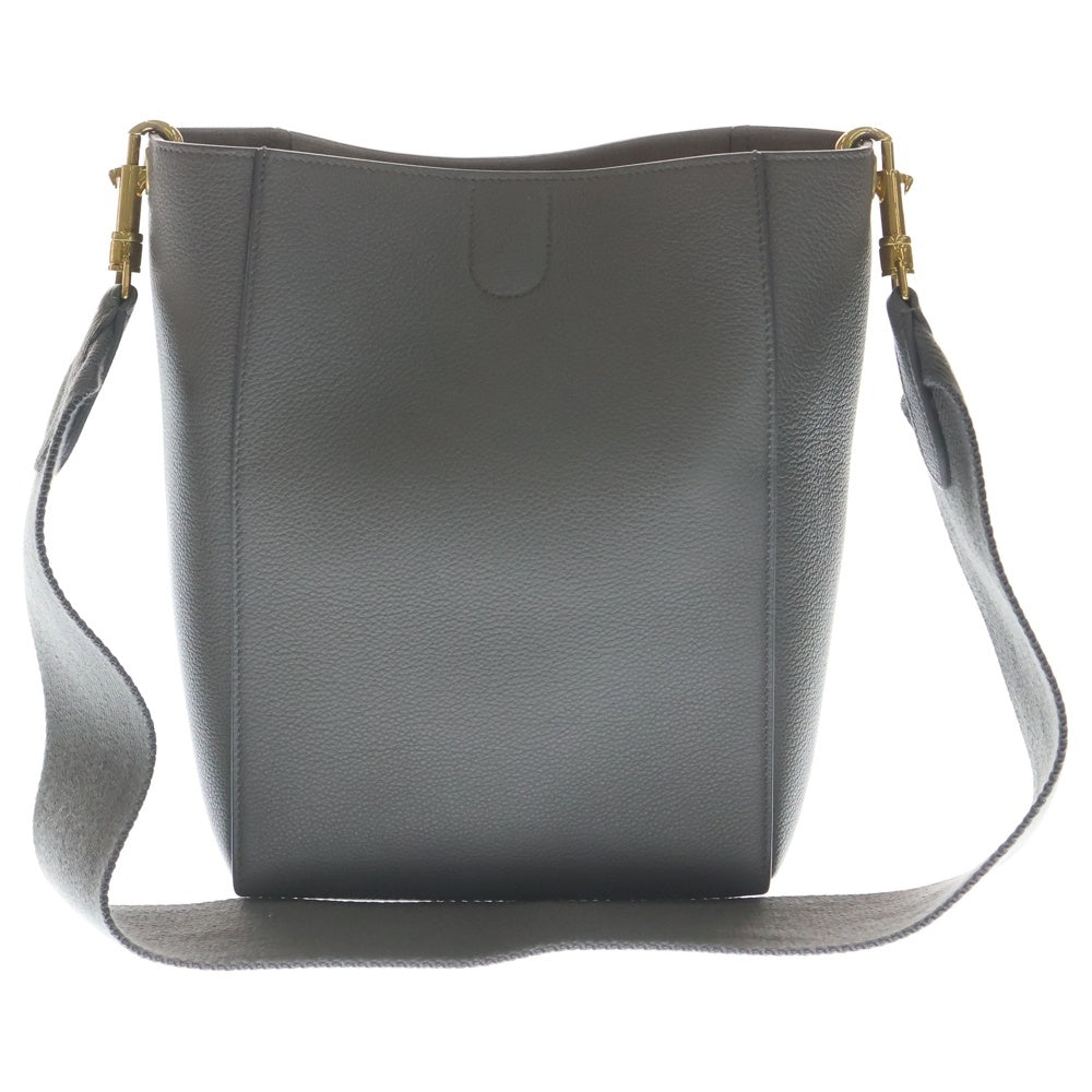 CELINE(セリーヌ) サングル バケット スモール レザー ショルダーバッグ ゴールド金具 グレー レディース