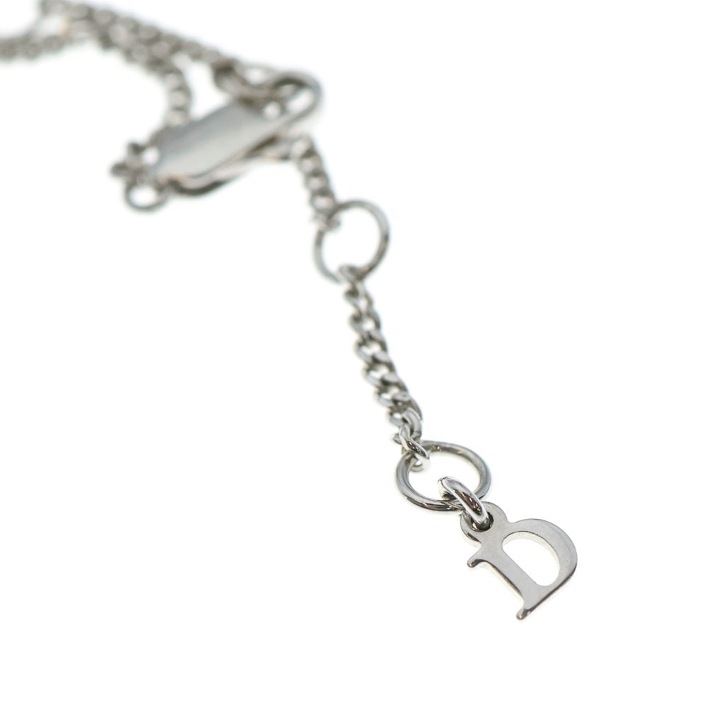 Christian Dior(クリスチャンディオール) リボンモチーフ CDロゴチャーム ネックレス シルバー レディース