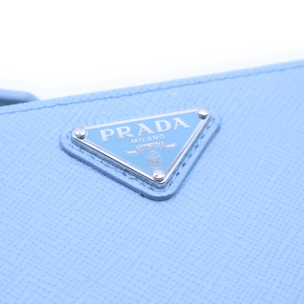 PRADA(プラダ) サフィアーノトライアングル カードケース フラグメントケース コインケース ライトブルー ペールブルー レザー 1MC086 シルバー金具 レディース
