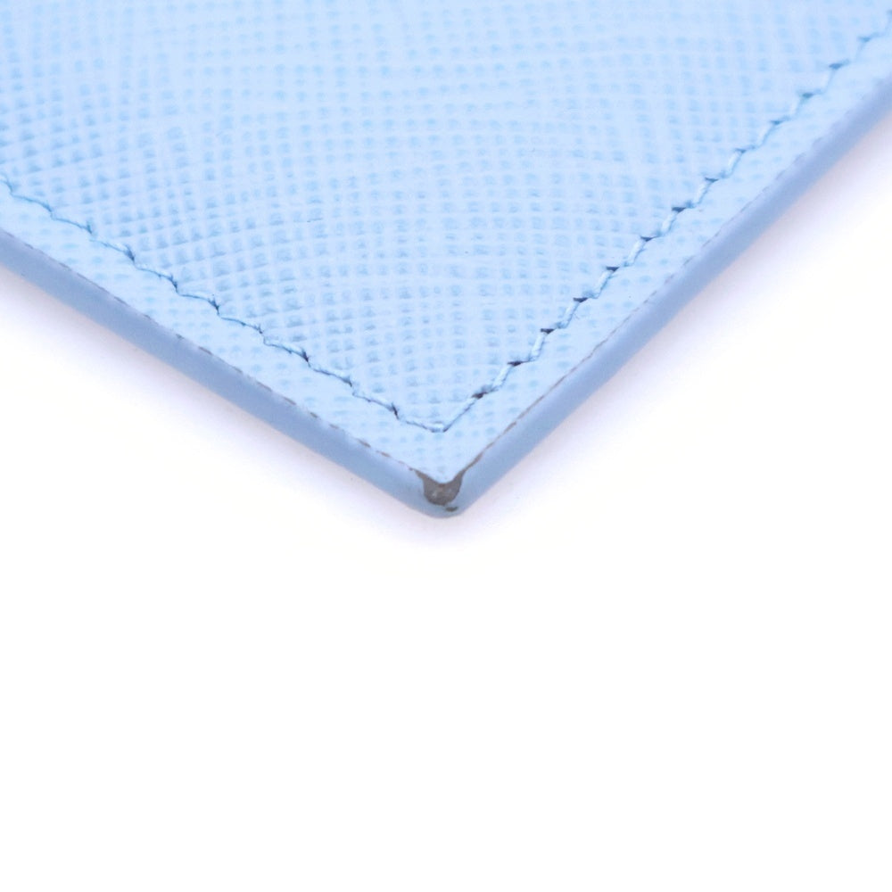 PRADA(プラダ) サフィアーノトライアングル カードケース フラグメントケース コインケース ライトブルー ペールブルー レザー 1MC086 シルバー金具 レディース