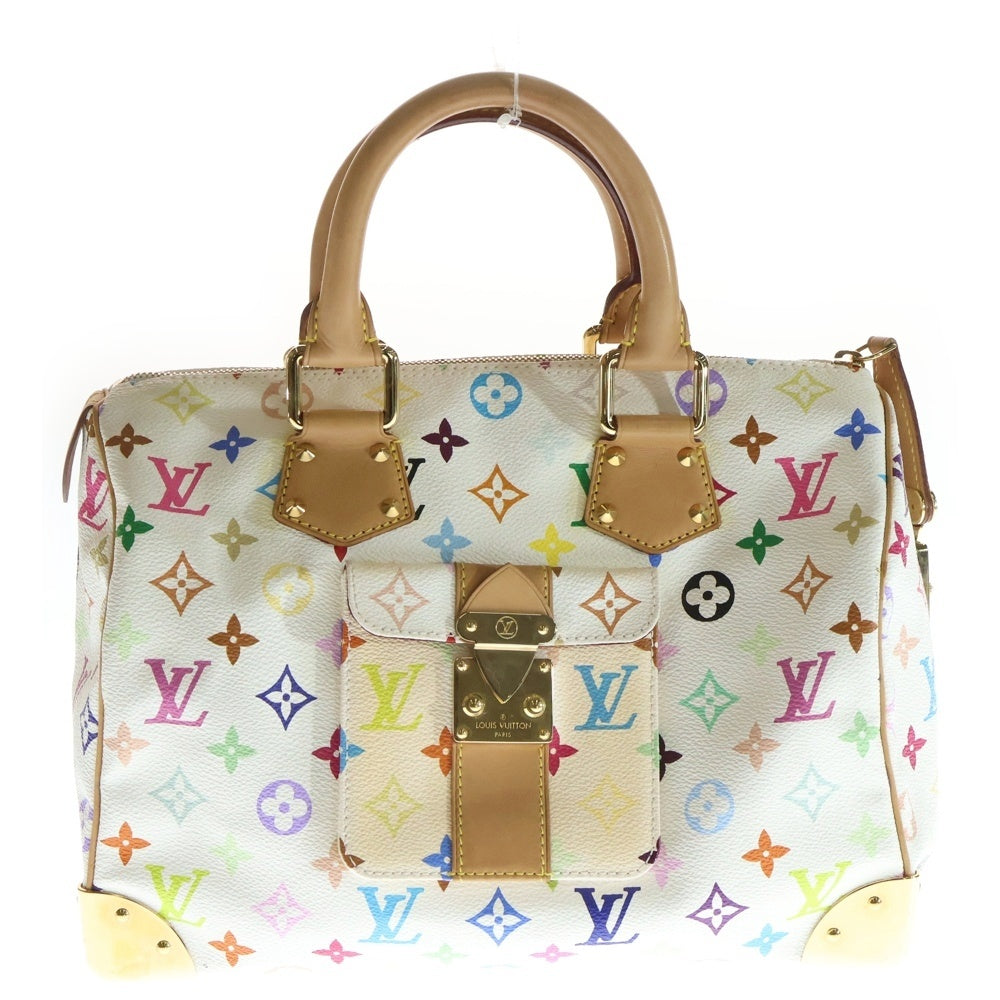 LOUIS VUITTON(ルイヴィトン) モノグラムマルチカラー スピーディ30 ハンドバッグ ボストンバッグ ホワイト×ブラウン レザー×PVC M92643 ゴールド金具