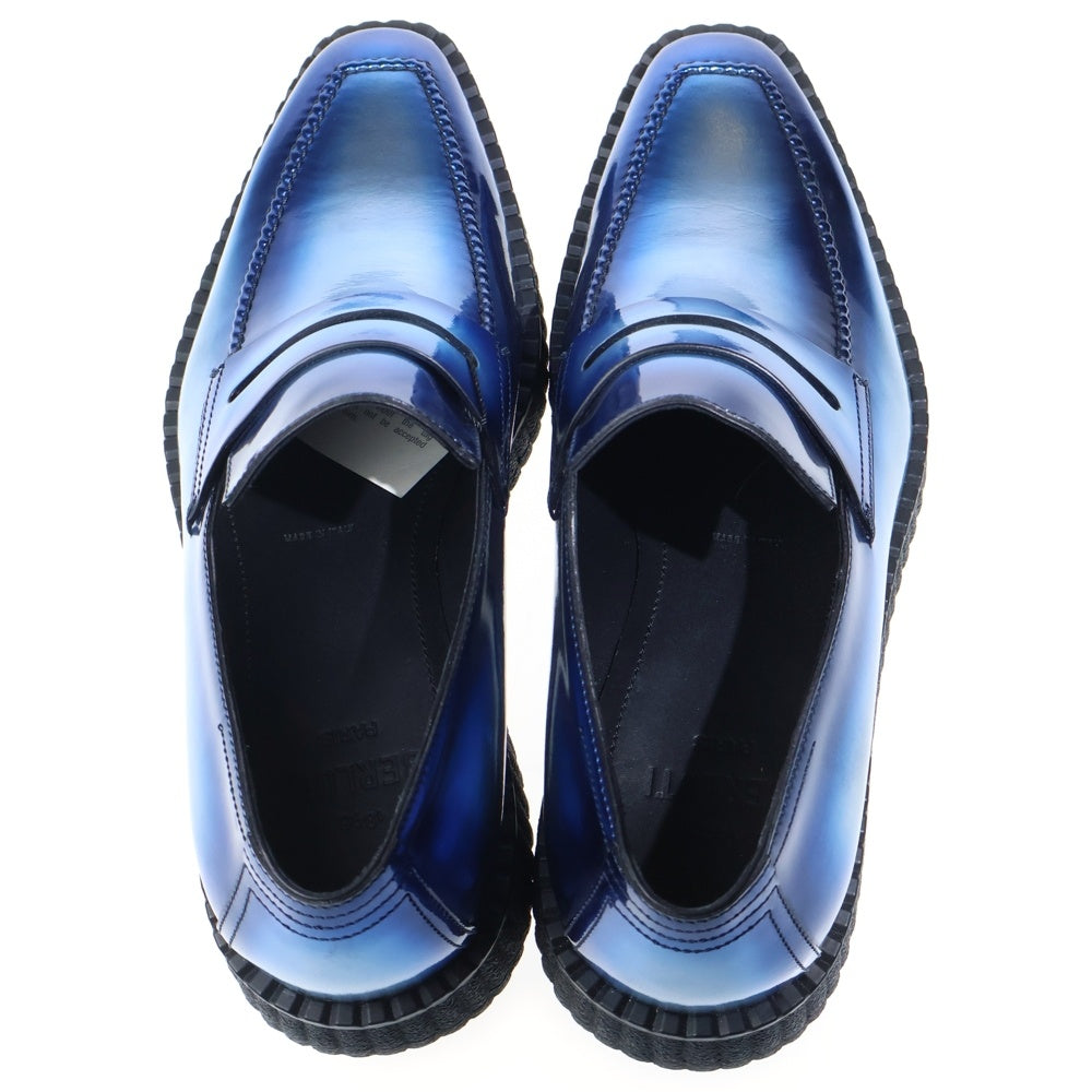 Berluti(ベルルッティ) アンディ メタリックレザー クリーパーローファー シューズ ブルー