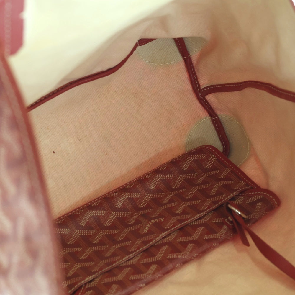 GOYARD(ゴヤール) サンルイPM PVC コーティングキャンバス レザー トートバッグ レッド レディース