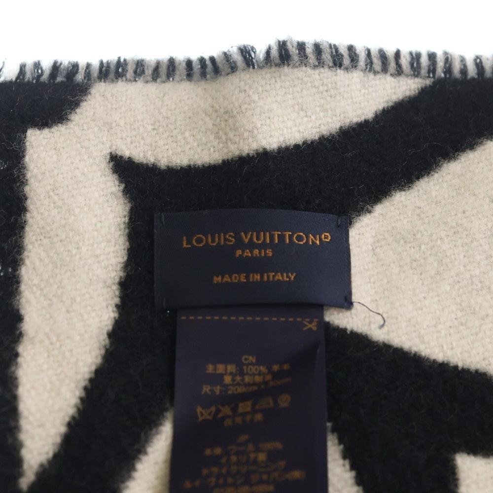 LOUIS VUITTON(ルイヴィトン) LVメダリオン ウール フリンジ マフラー ブラック M79212