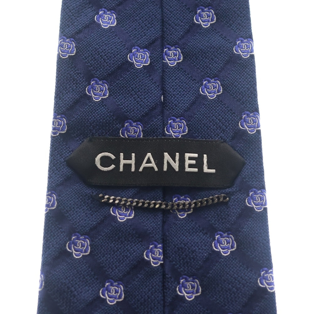 CHANEL(シャネル) カメリア シルク ネクタイ ネイビー