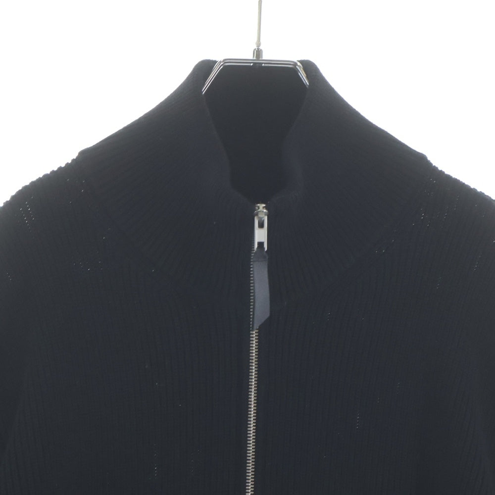 Maison Margiela 4 14(メゾンマルジェラ) コットン ウール ジップアップ ドライバーズニット ジャケット カーディガン ブラック SI1HA0013 S17781
