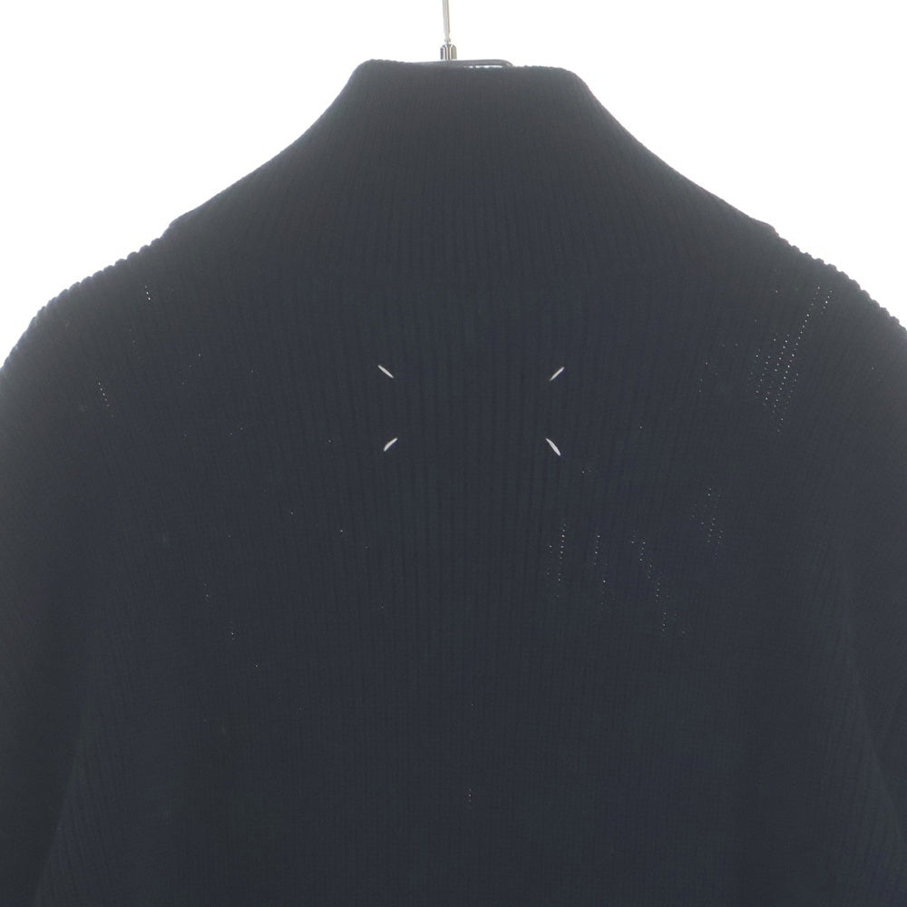 Maison Margiela 4 14(メゾンマルジェラ) コットン ウール ジップアップ ドライバーズニット ジャケット カーディガン ブラック SI1HA0013 S17781
