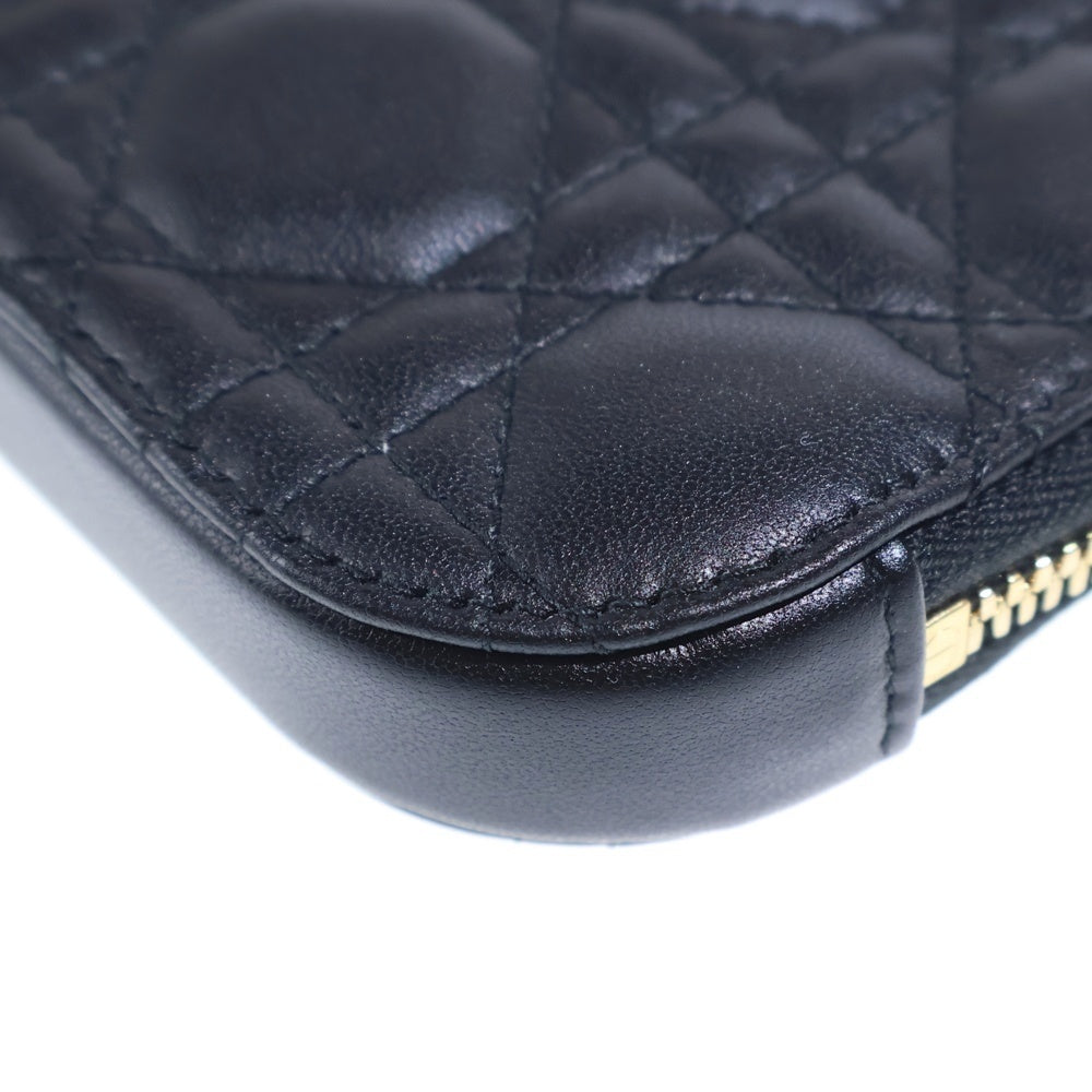 Christian Dior(クリスチャンディオール) レディディオール カナージュ ラムスキン レザー フォンホルダー 2WAY チェーンショルダーバッグ ブラック S0872ONMJ