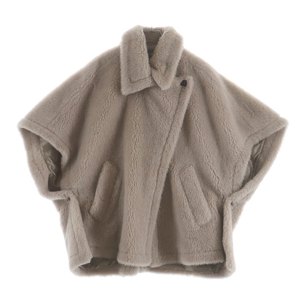 Max Mara(マックスマーラ) テディベア ボア ダブルブレスト ポンチョ ケープ ベージュ レディース