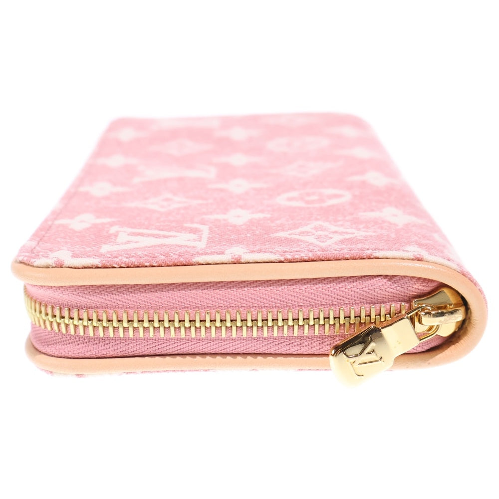LOUIS VUITTON(ルイヴィトン) ジャガードデニム ジッピーウォレット ロングウォレット カードケース 長財布 ピンク レザー×デニム M81182 ゴールド金具 レディース