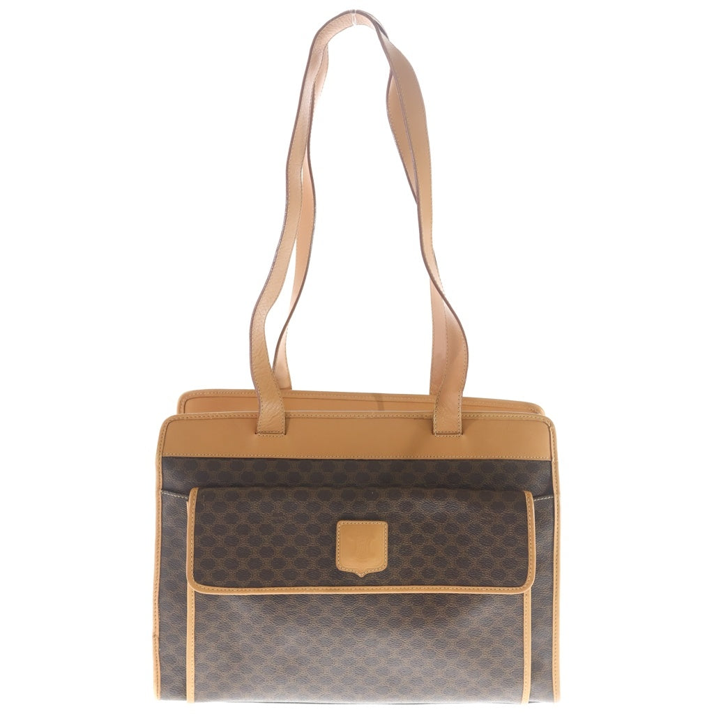 CELINE(セリーヌ) マカダム トートバッグ ハンドバッグ ブラウン レザー×PVC レディース