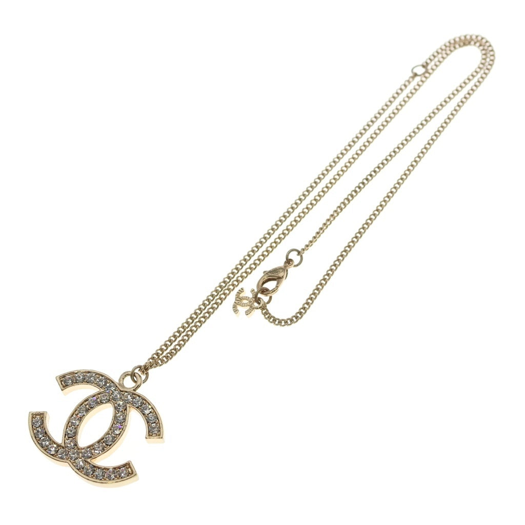 CHANEL(シャネル) シャネル ココマーク ロゴ ラインストーン ネックレス ペンダント チェーン ゴールド レディース
