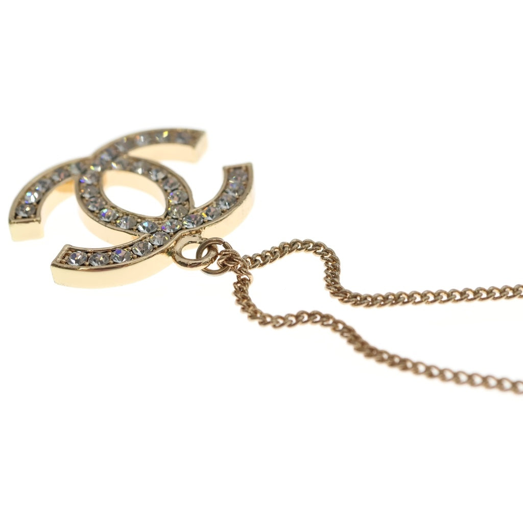 CHANEL(シャネル) シャネル ココマーク ロゴ ラインストーン ネックレス ペンダント チェーン ゴールド レディース