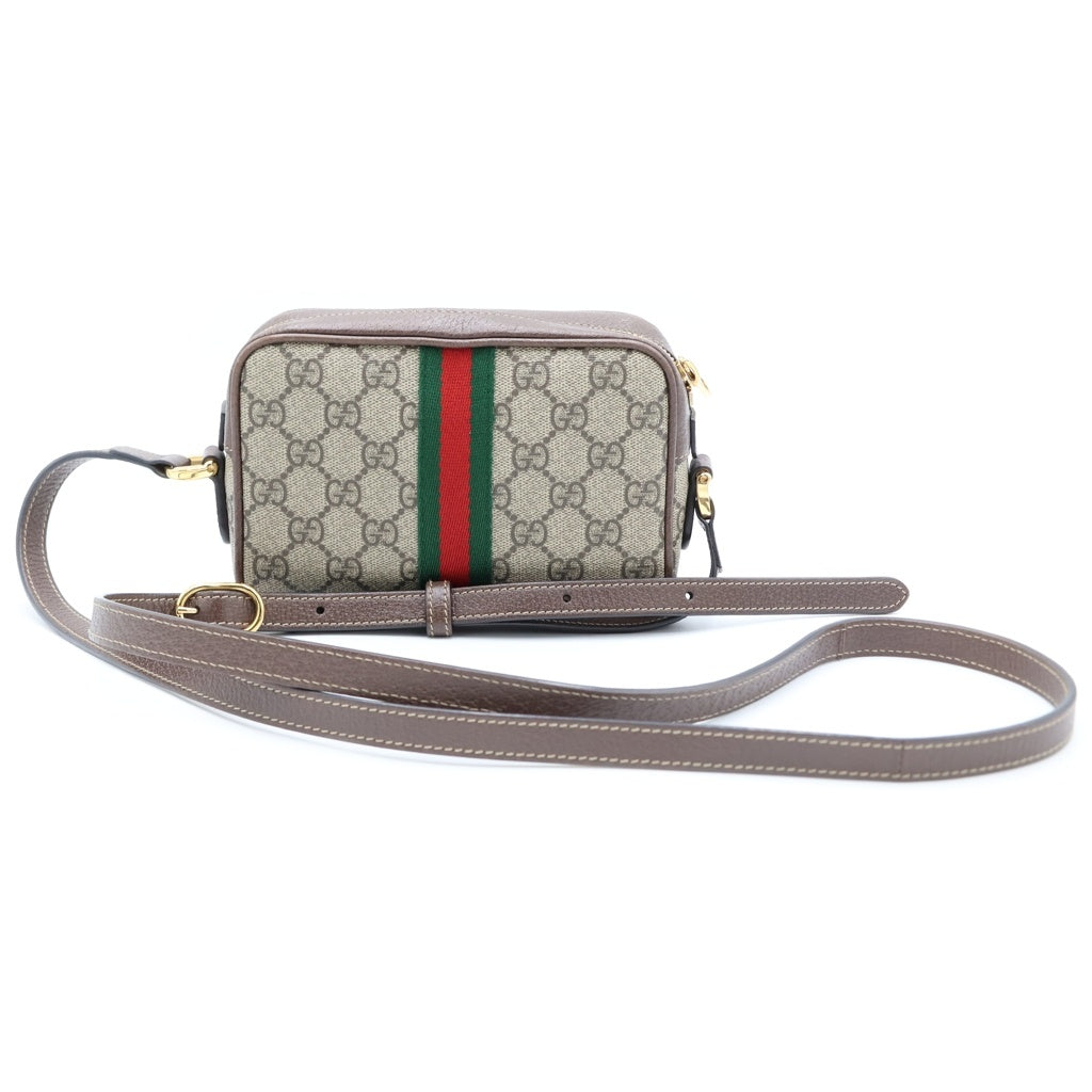 GUCCI(グッチ) GGスプリーム オフィディア ミニバッグ ショルダーバッグ ブラウン×ベージュ レザー×PVC 517350 ゴールド金具 レディース