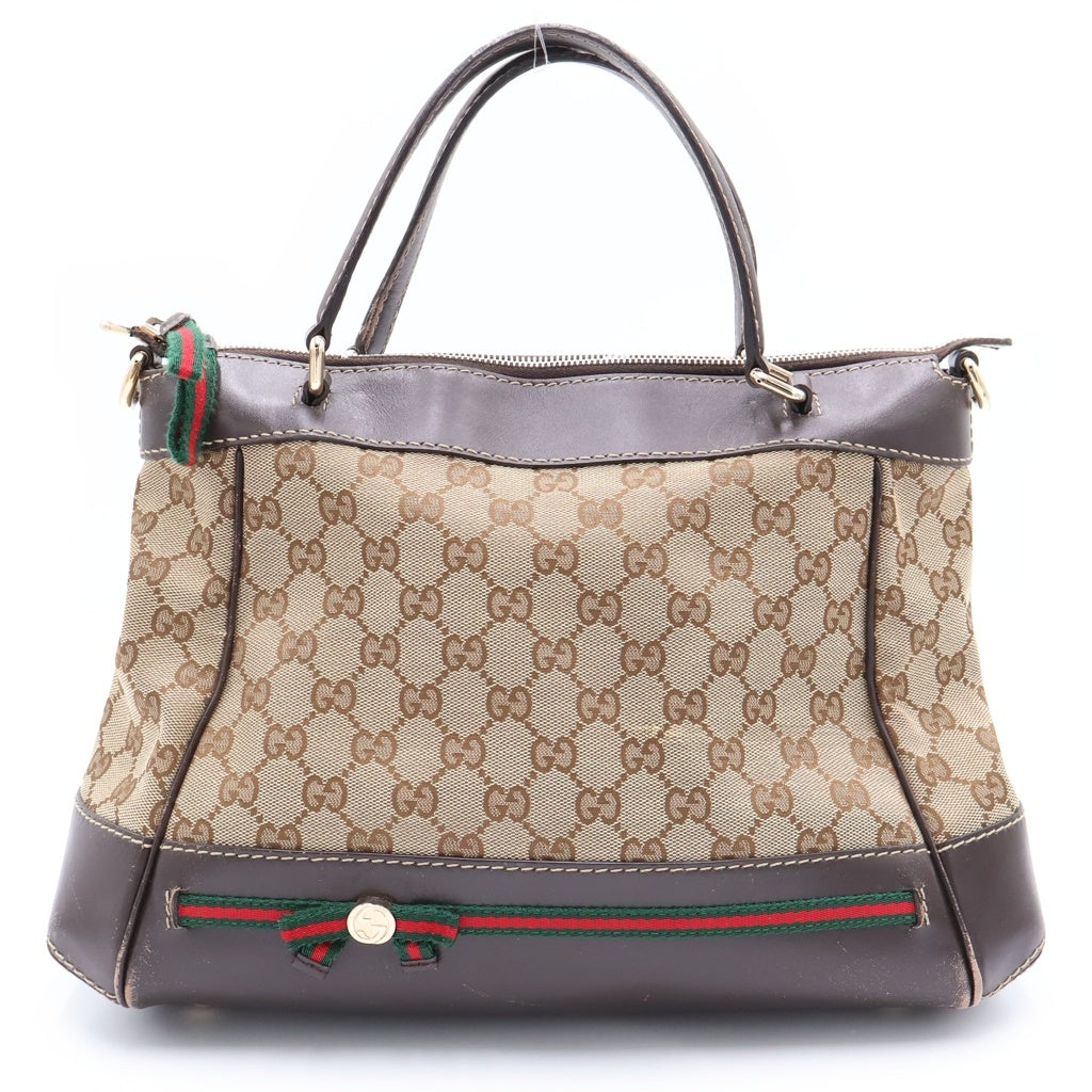 GUCCI(グッチ) GGキャンバス メイフェア レザー 2WAY ハンド ショルダーバッグ ゴールド金具 ブラウン/ベージュ 269894 レディース