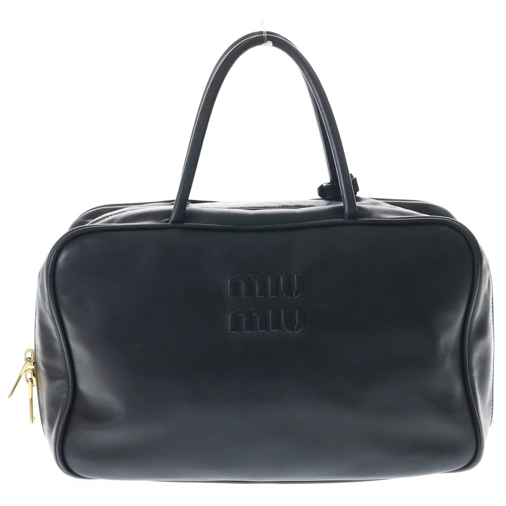 miumiu(ミュウミュウ) トップハンドル ボー ハンドバッグ ブラック レザー 5BB117 ゴールド金具