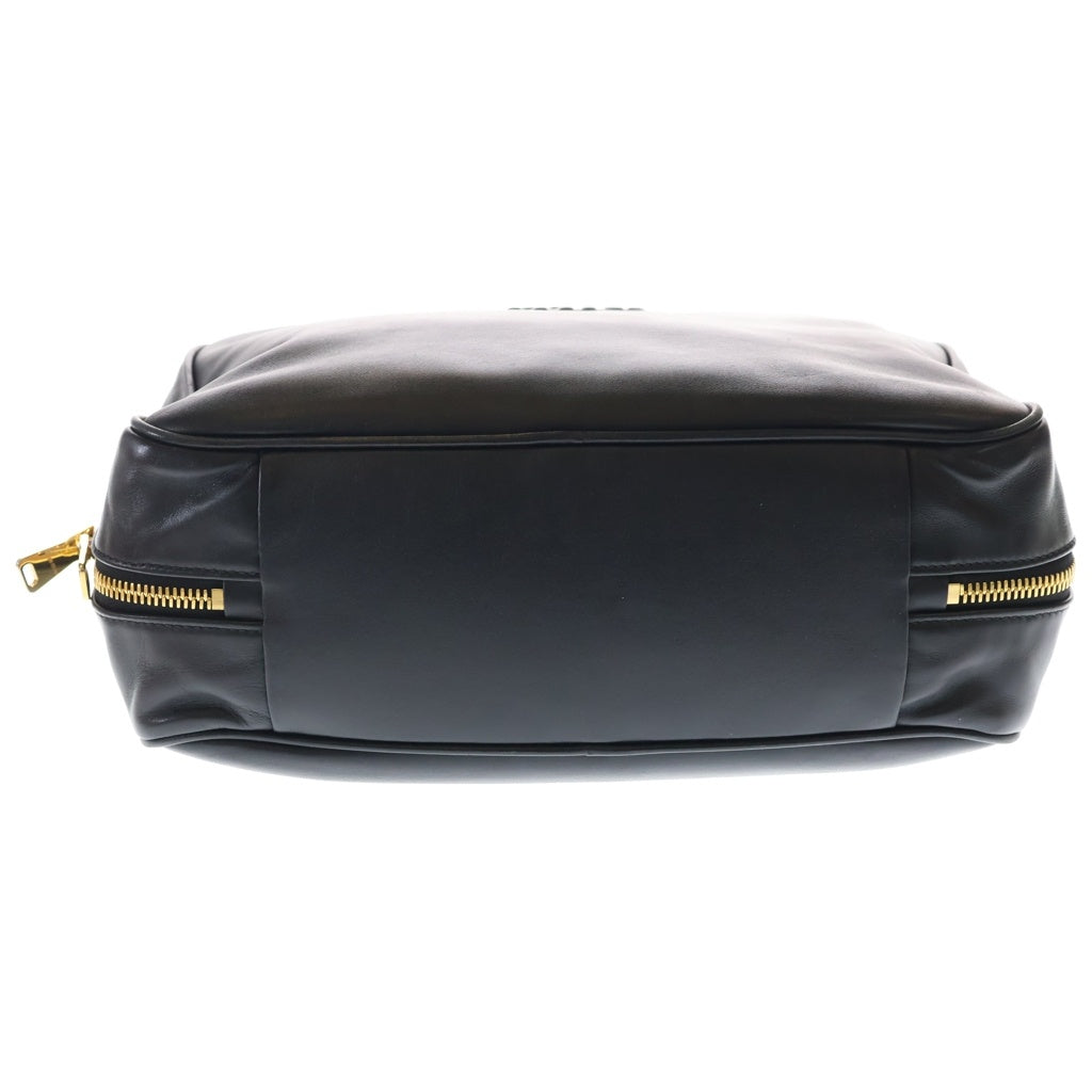 miumiu(ミュウミュウ) トップハンドル ボー ハンドバッグ ブラック レザー 5BB117 ゴールド金具