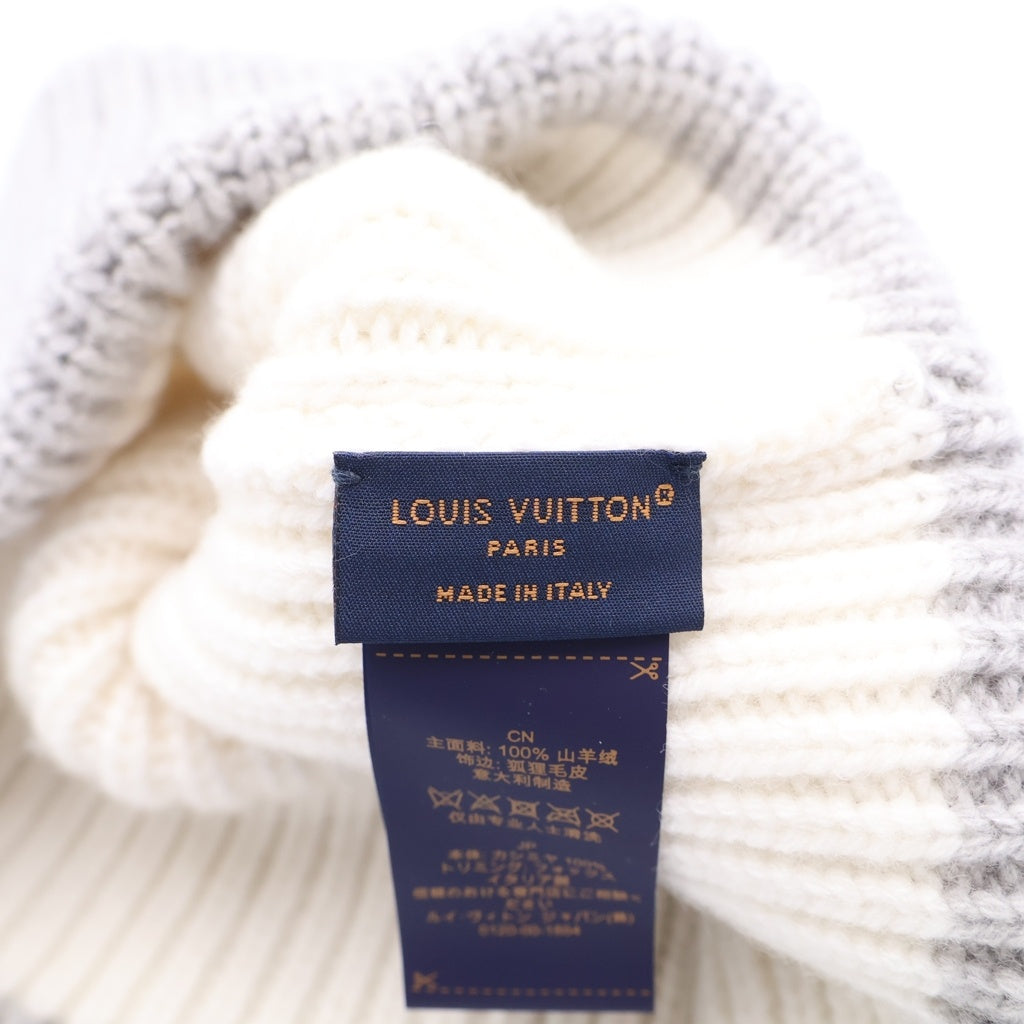 LOUIS VUITTON(ルイヴィトン) ビーニー LV コールド スパーク ファー カシミヤ ニットキャップ 帽子 ホワイト/グレー M79255 レディース
