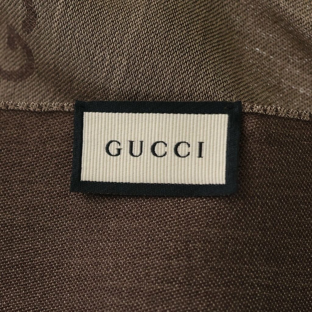 GUCCI(グッチ) GGロゴ ジャガード シルク混 ウール ストール スカーフ ベージュ 165904 レディース