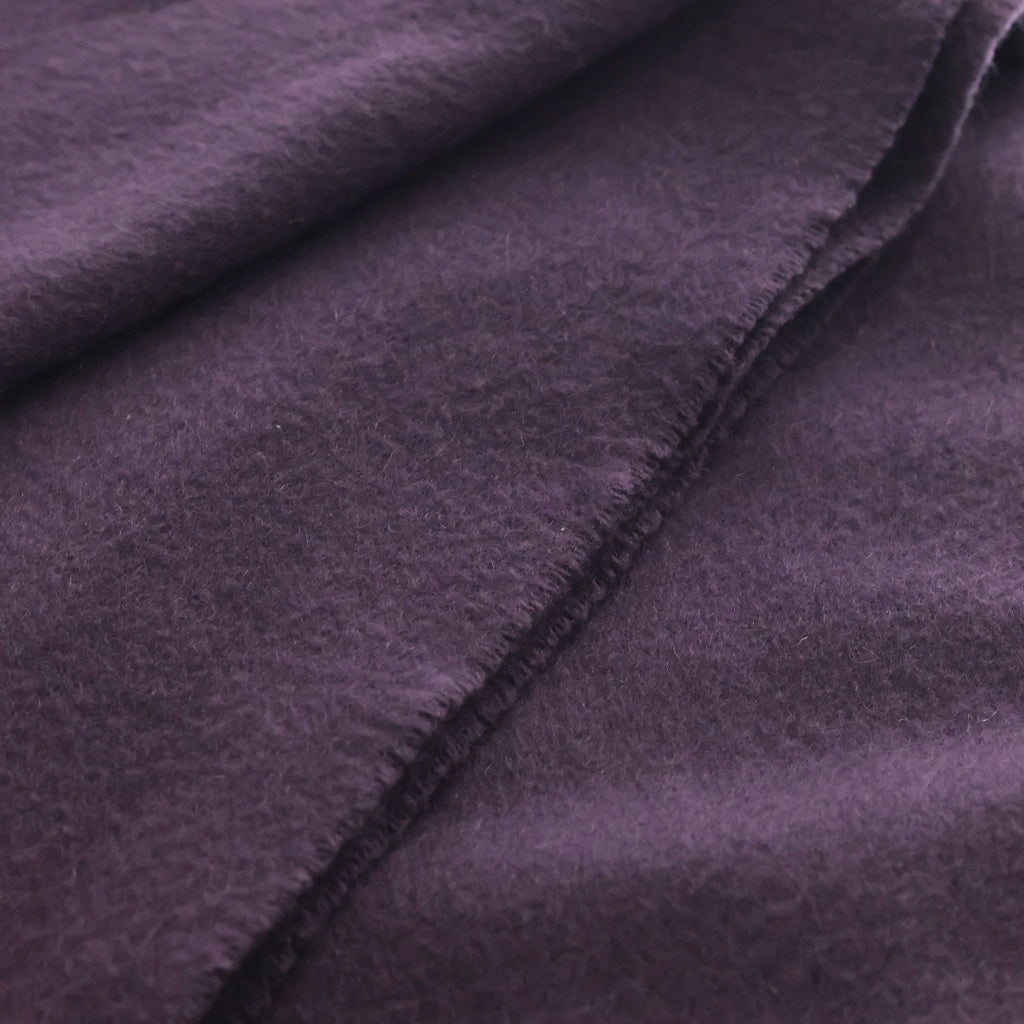 HERMES(エルメス) ロゴ刺繍 カシミヤ フリンジ マフラー パープル レディース