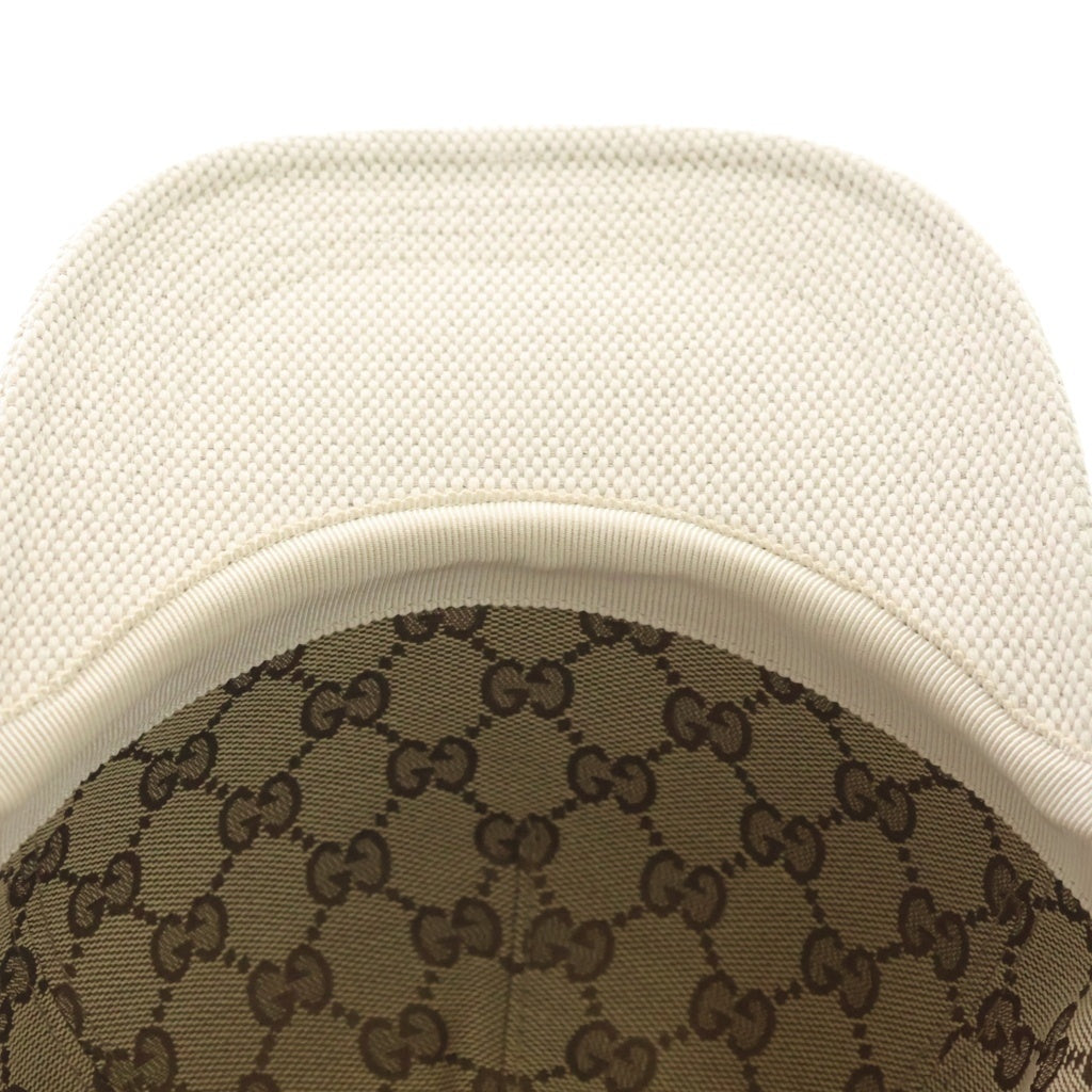 GUCCI(グッチ) ロゴプリント キャンバス ベースボール キャップ 帽子 アイボリー 777373