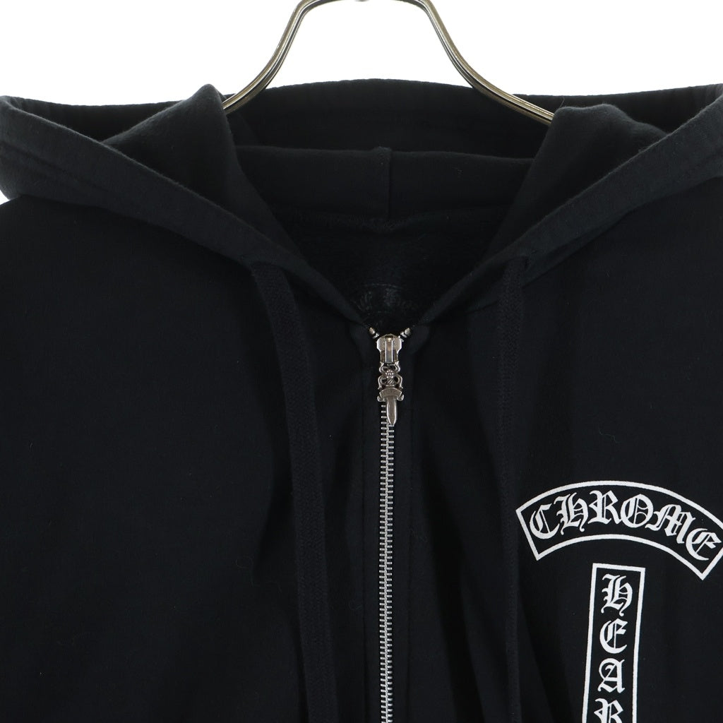 CHROME HEARTS(クロムハーツ) T-Bar USA Up Hoodie バックアーチロゴ 袖フローラル プリント ジップアップ スウェットパーカー フーディー ブラック