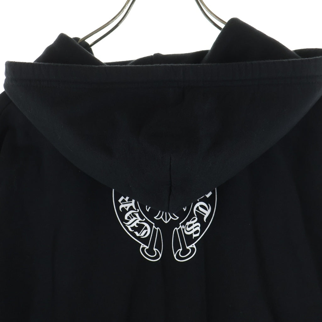 CHROME HEARTS(クロムハーツ) T-Bar USA Up Hoodie バックアーチロゴ 袖フローラル プリント ジップアップ スウェットパーカー フーディー ブラック