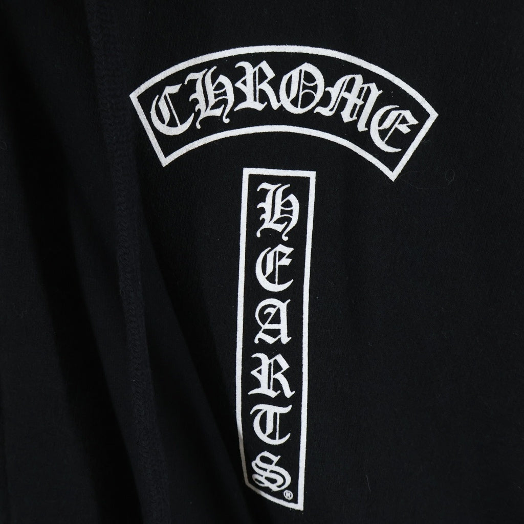 CHROME HEARTS(クロムハーツ) T-Bar USA Up Hoodie バックアーチロゴ 袖フローラル プリント ジップアップ スウェットパーカー フーディー ブラック
