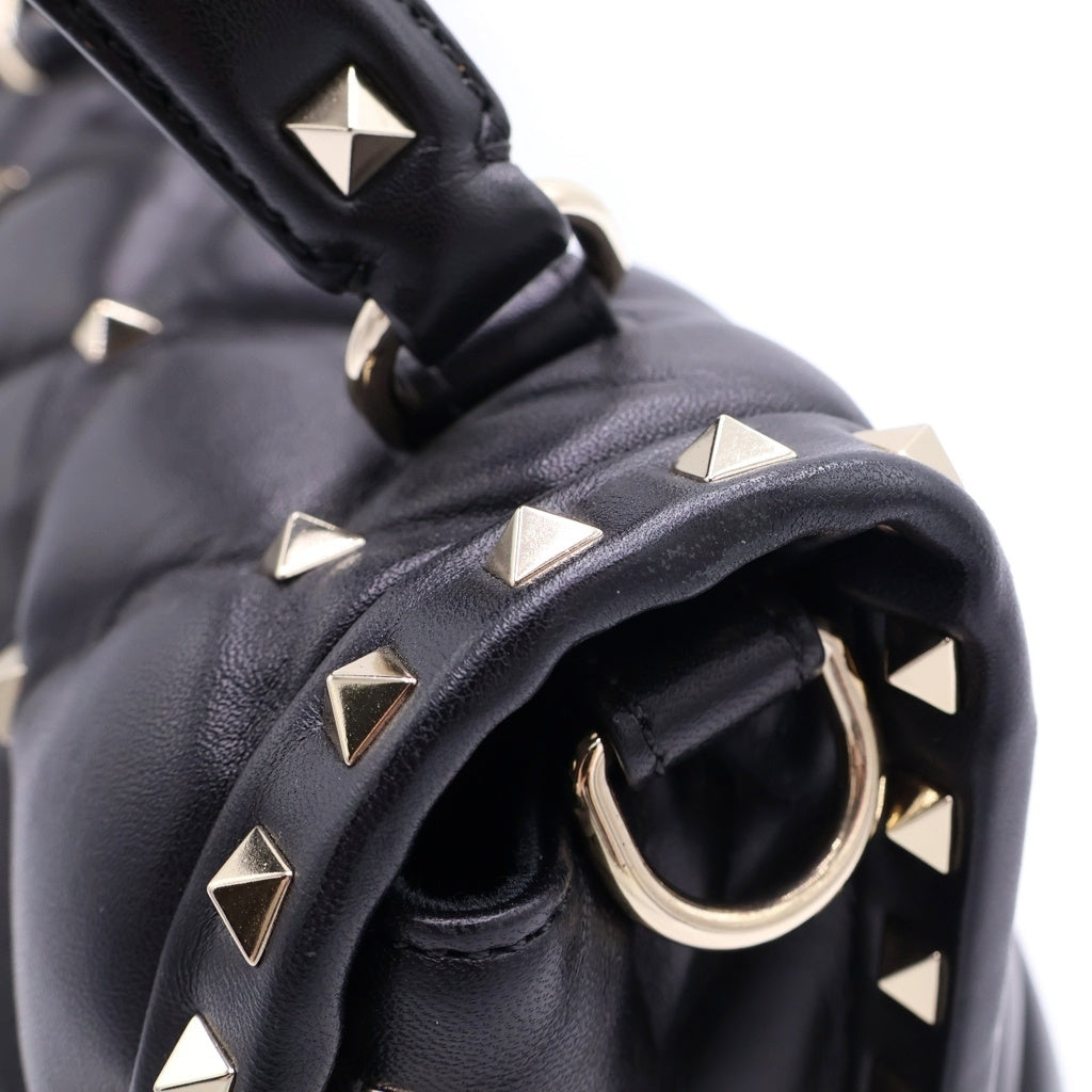 VALENTINO(ヴァレンティノ) キャンディスタッズ 2WAYショルダーバッグ ハンドバッグ レザー ブラック レディース