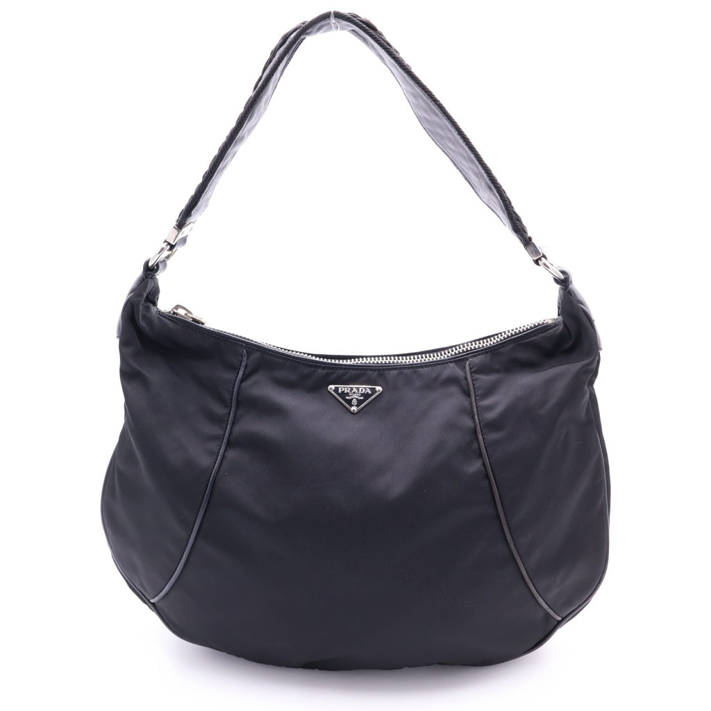 PRADA(プラダ) トライアングルロゴ ナイロン レザー ワンショルダーバッグ トートバッグ BR2716 ブラック レディース