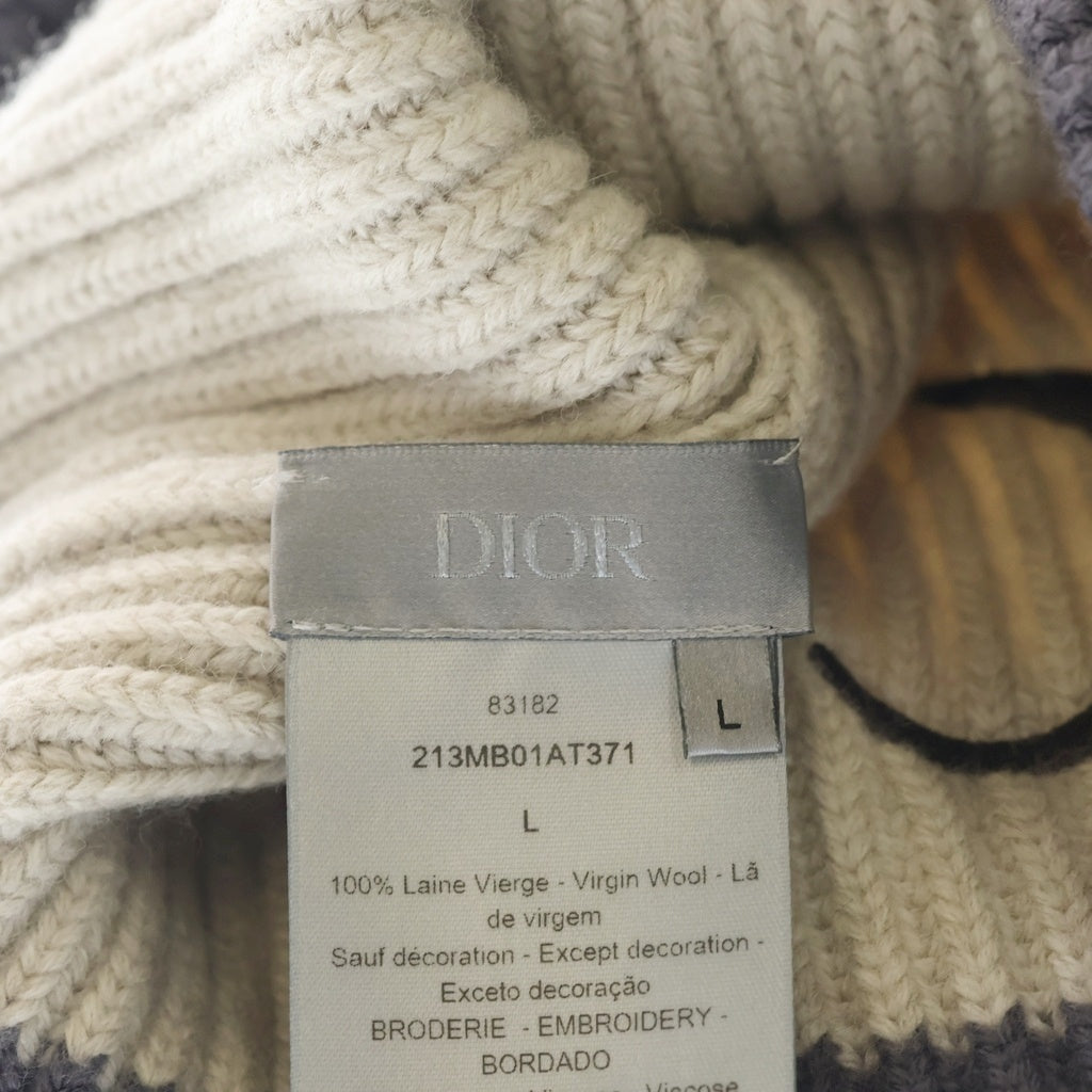 Christian Dior(クリスチャンディオール) CDシグネチャー ウール ニットキャップ ビーニー 帽子 #L ベージュ 213MB01AT371