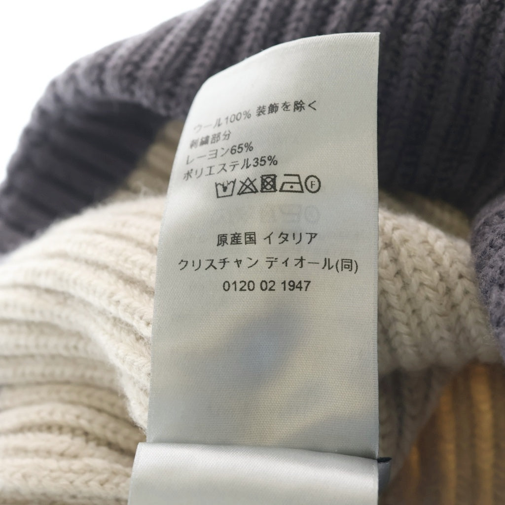 Christian Dior(クリスチャンディオール) CDシグネチャー ウール ニットキャップ ビーニー 帽子 #L ベージュ 213MB01AT371