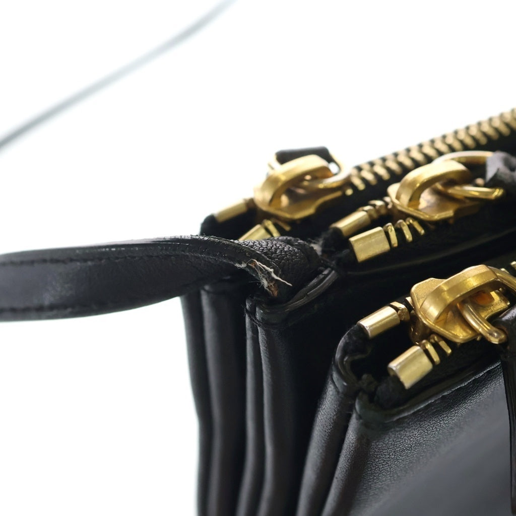 CELINE(セリーヌ) トリオ ショルダーバッグ ブラック レザー ゴールド金具 レディース