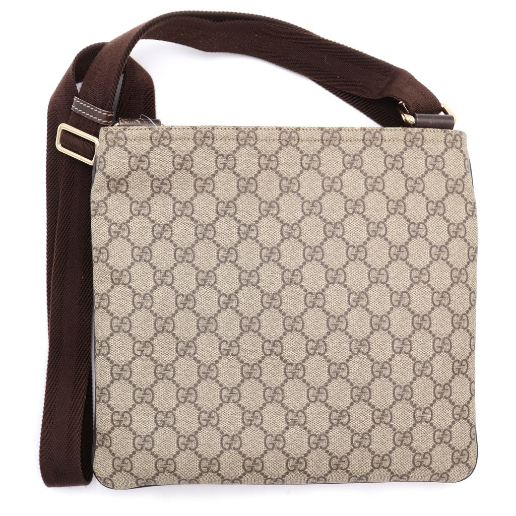 GUCCI(グッチ) GGスプリーム ショルダーバッグ ベージュ×ブラウン PVC×レザー 295257 ゴールド金具 レディース
