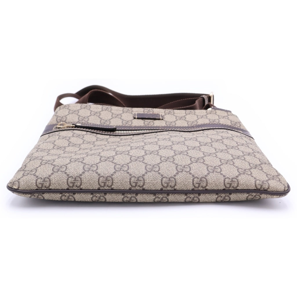 GUCCI(グッチ) GGスプリーム ショルダーバッグ ベージュ×ブラウン PVC×レザー 295257 ゴールド金具 レディース