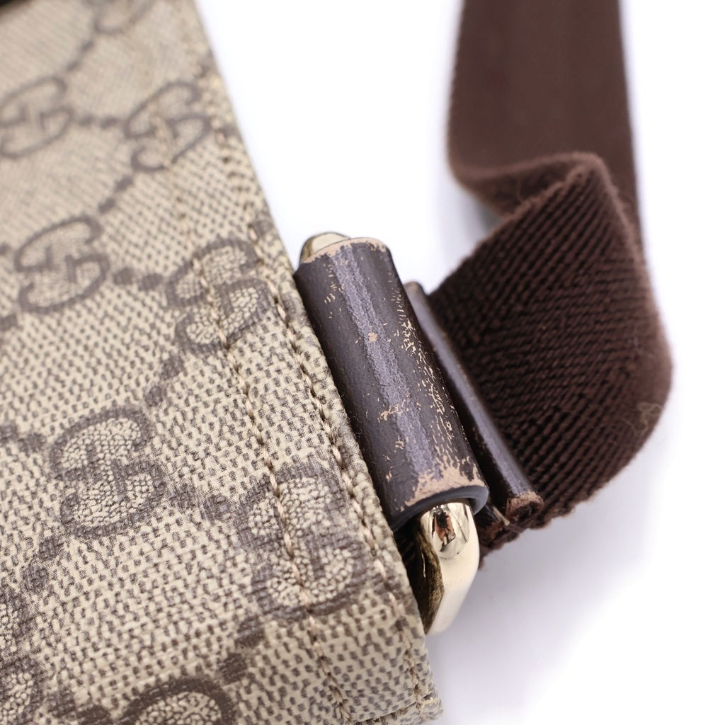 GUCCI(グッチ) GGスプリーム ショルダーバッグ ベージュ×ブラウン PVC×レザー 295257 ゴールド金具 レディース