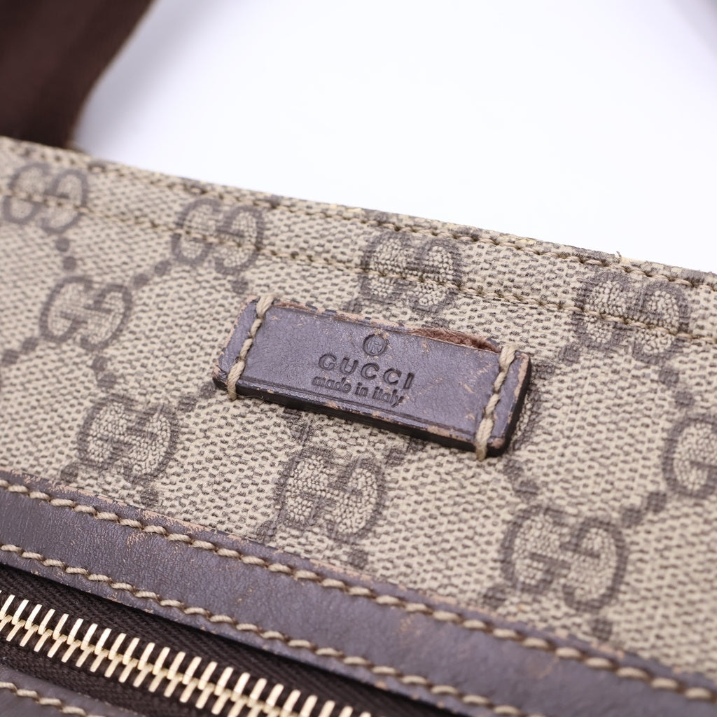 GUCCI(グッチ) GGスプリーム ショルダーバッグ ベージュ×ブラウン PVC×レザー 295257 ゴールド金具 レディース