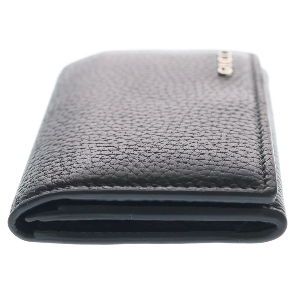 GUCCI(グッチ) ロゴ レザー カードケース シルバー金具 ブラック 771152