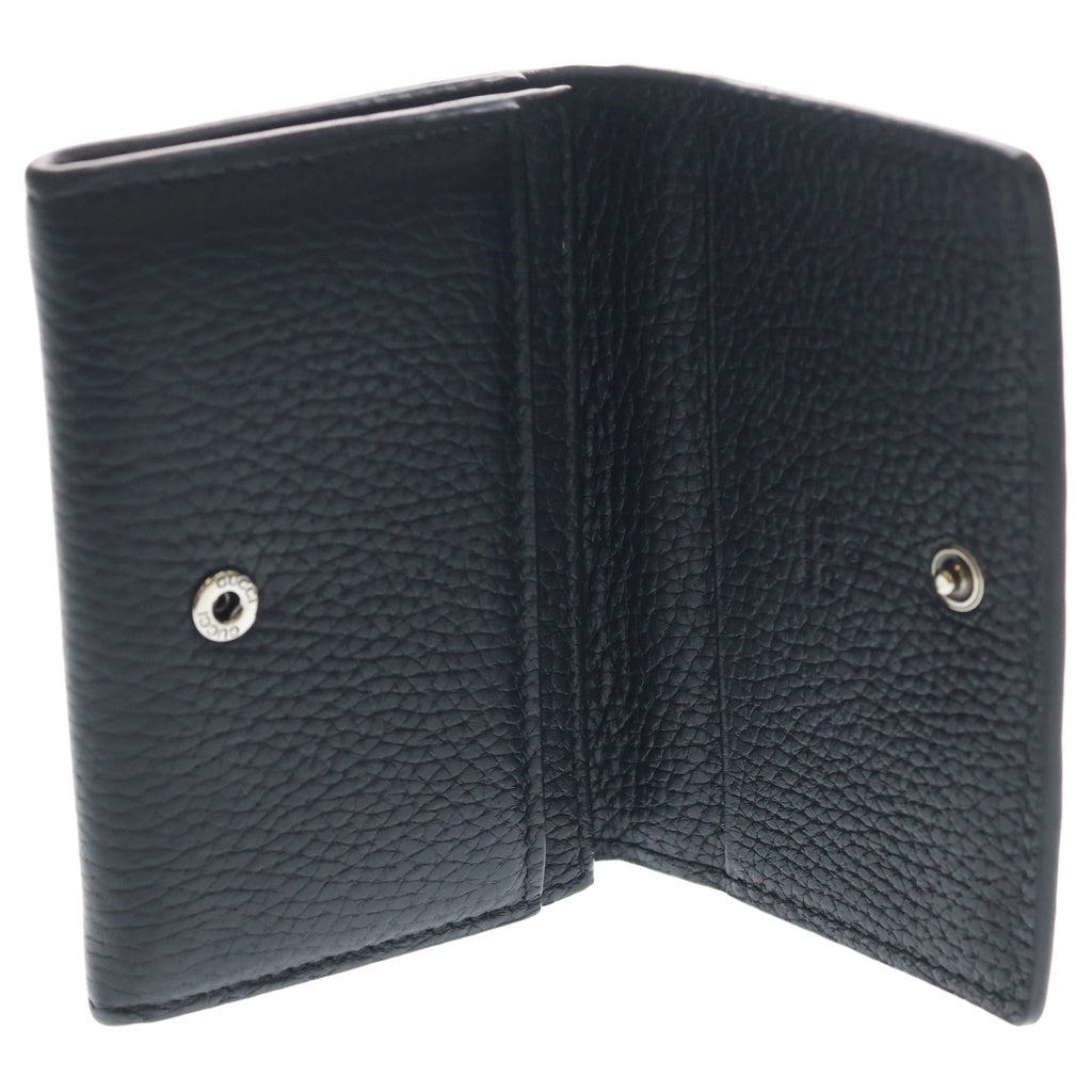 GUCCI(グッチ) ロゴ レザー カードケース シルバー金具 ブラック 771152