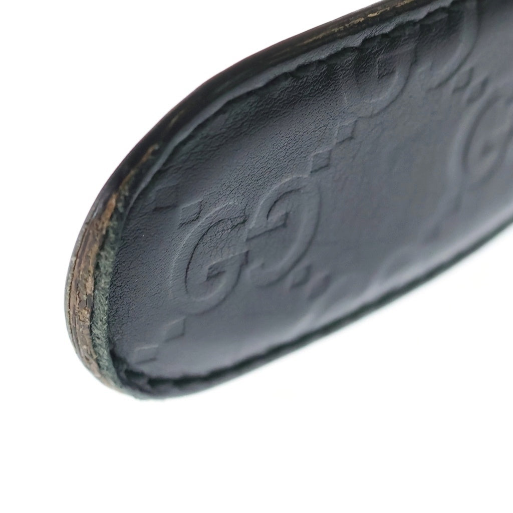 GUCCI(グッチ) インターロッキングG レザー ベルト ゴールド金具 ブラック 114876