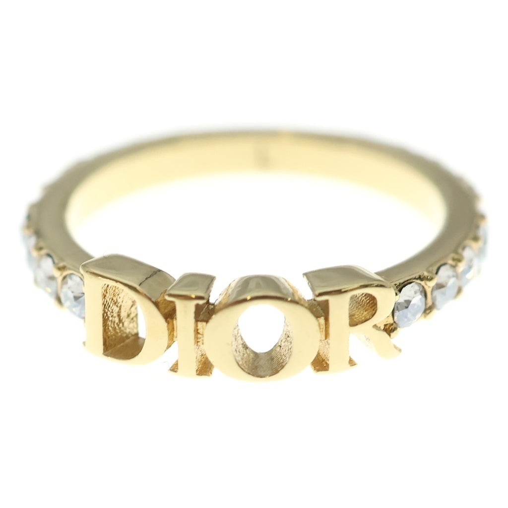 Christian Dior(クリスチャンディオール) エボリューション ラインストーン ロゴ GP リング 指輪 #L ゴールド