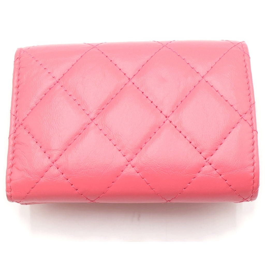 CHANEL(シャネル) マトラッセ 2.55 スモール ラムスキン フラップウォレット コンパクトウォレット 三つ折り財布 ピンク A70325 レディース